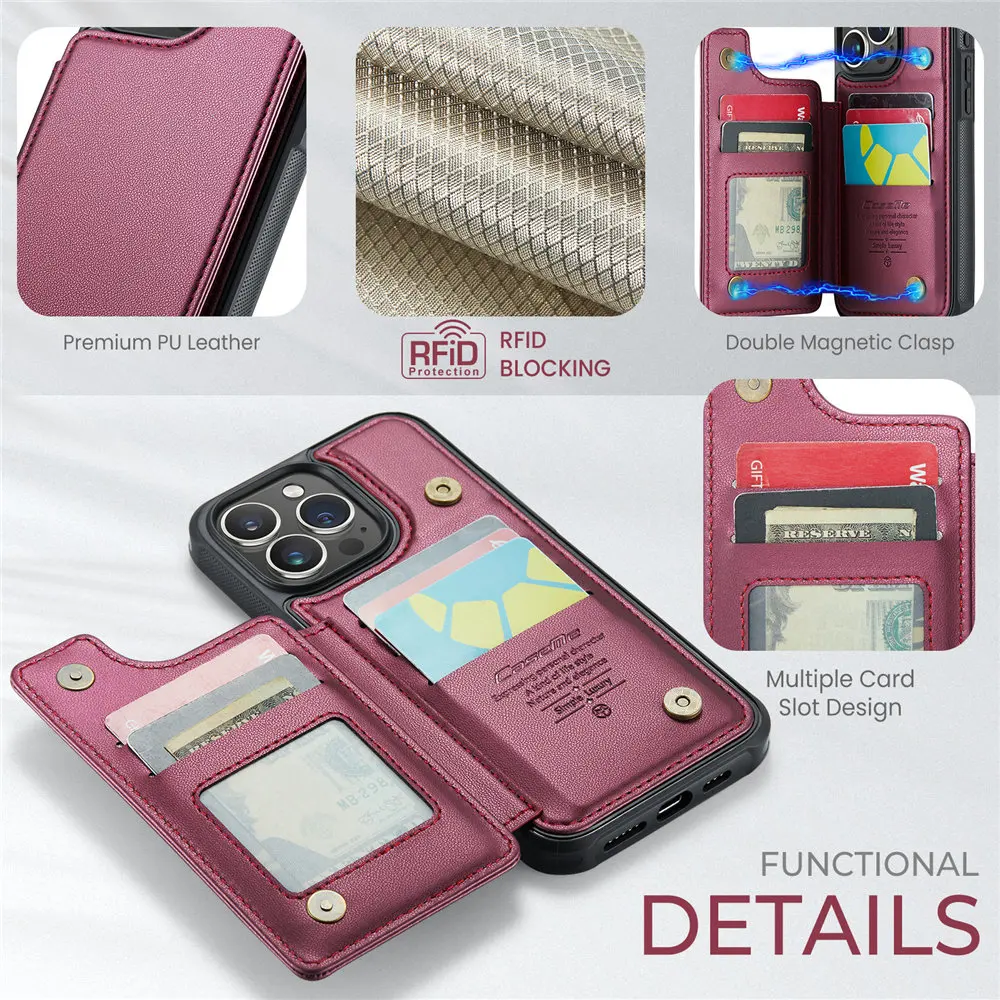 Premium Flip Leather Wallet Phone Case with Credit Card Holder and Shockproof Protection