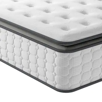 Vesgantti Hybrid Mattress, 10.6\" Pocket Spring with Upgraded Pillow Top, Medium Firm