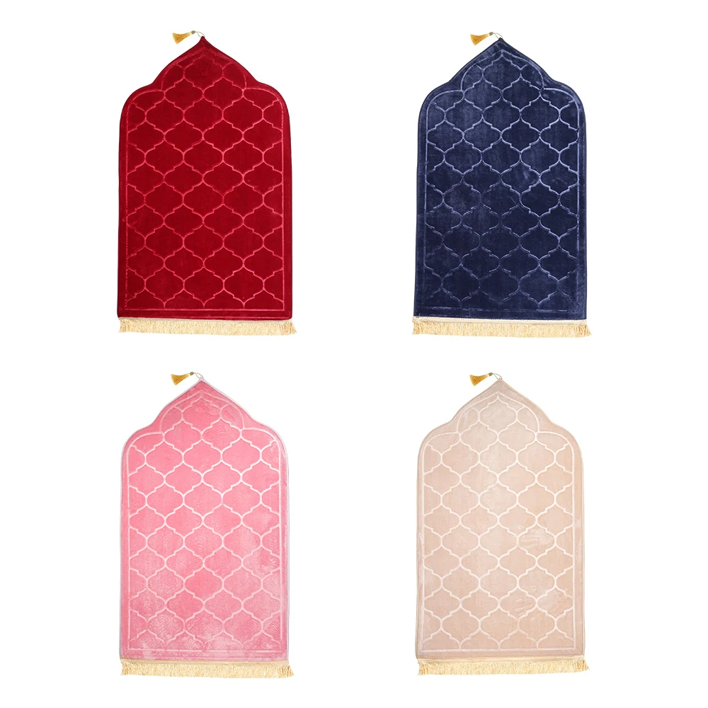 Tapis de prière portable non ald pour le ramadan musulman, tapis de sol en gaufrage, doux, culte, genoux, voyage, polymères de prière, gaufrage