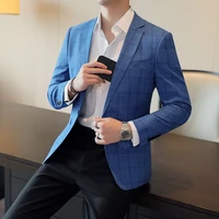Men Spring High Quality Plaid Suit Jackets/Male Slim Fashion Business Tuxedo/Man Clothing Suit Party Coat Casual Slim Blazers 1