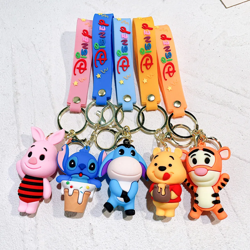 Winnie The Pooh Keychain Cute Bag Decoration Cartoon Couple Silicone Doll Exquisite Car Keychain anime keychain,keychain pendant
