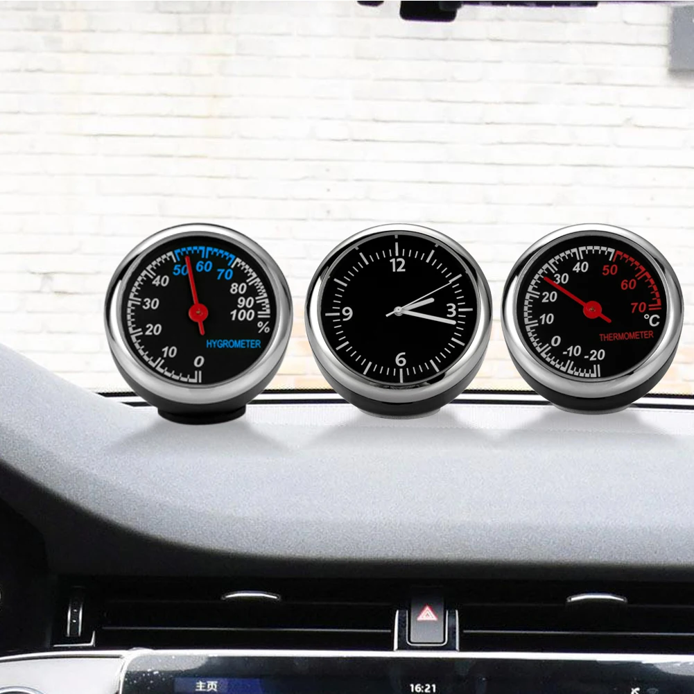 

Mini Car Pointer Clock Auto Time Watch Thermometer Hygrometer Guage Meters Decoration Ornament Clocks Automobile Interior Kits