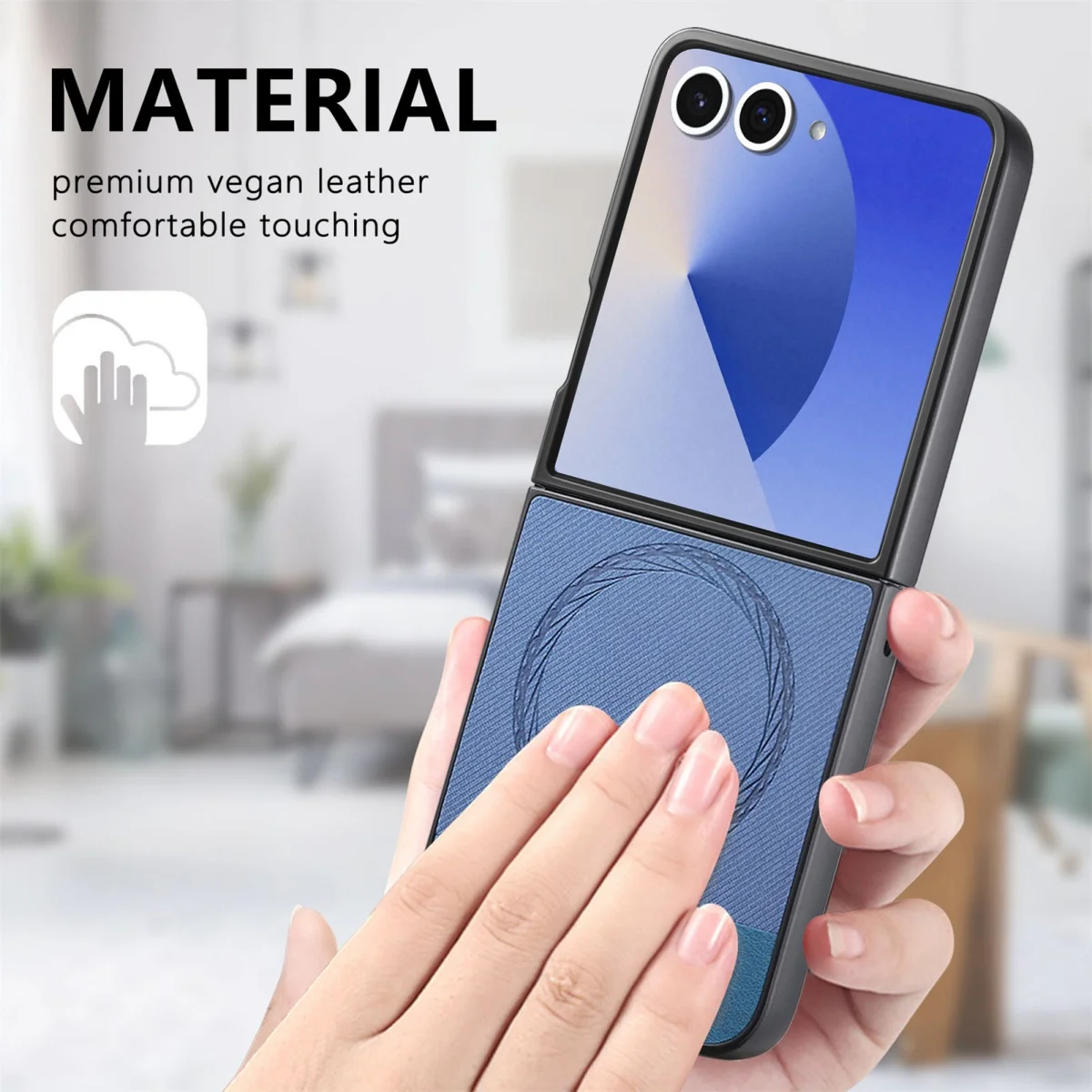 Magnetic Leather Protective Phone Case with Hard Shell