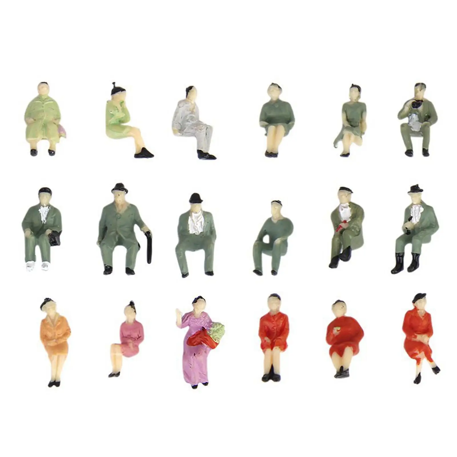 페인트 피규어 모델 기차 레이아웃, 모델 사람들 앉는 자세, 50x1:87