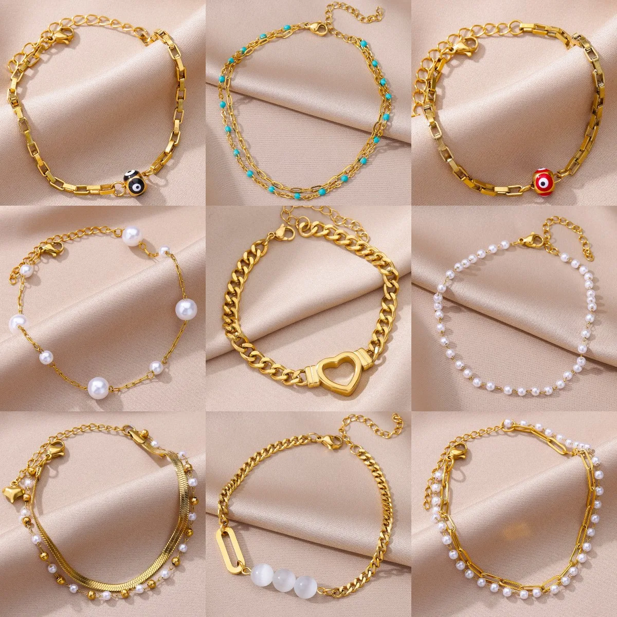 AnkletsforwomenstainlesssteelGoldColorAnkletSummerBeach