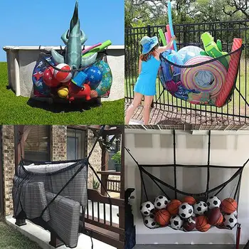 야외 걸이식 수영장 대용량 스토리지 메쉬 백, 축구 농구 완구 스토리지 백