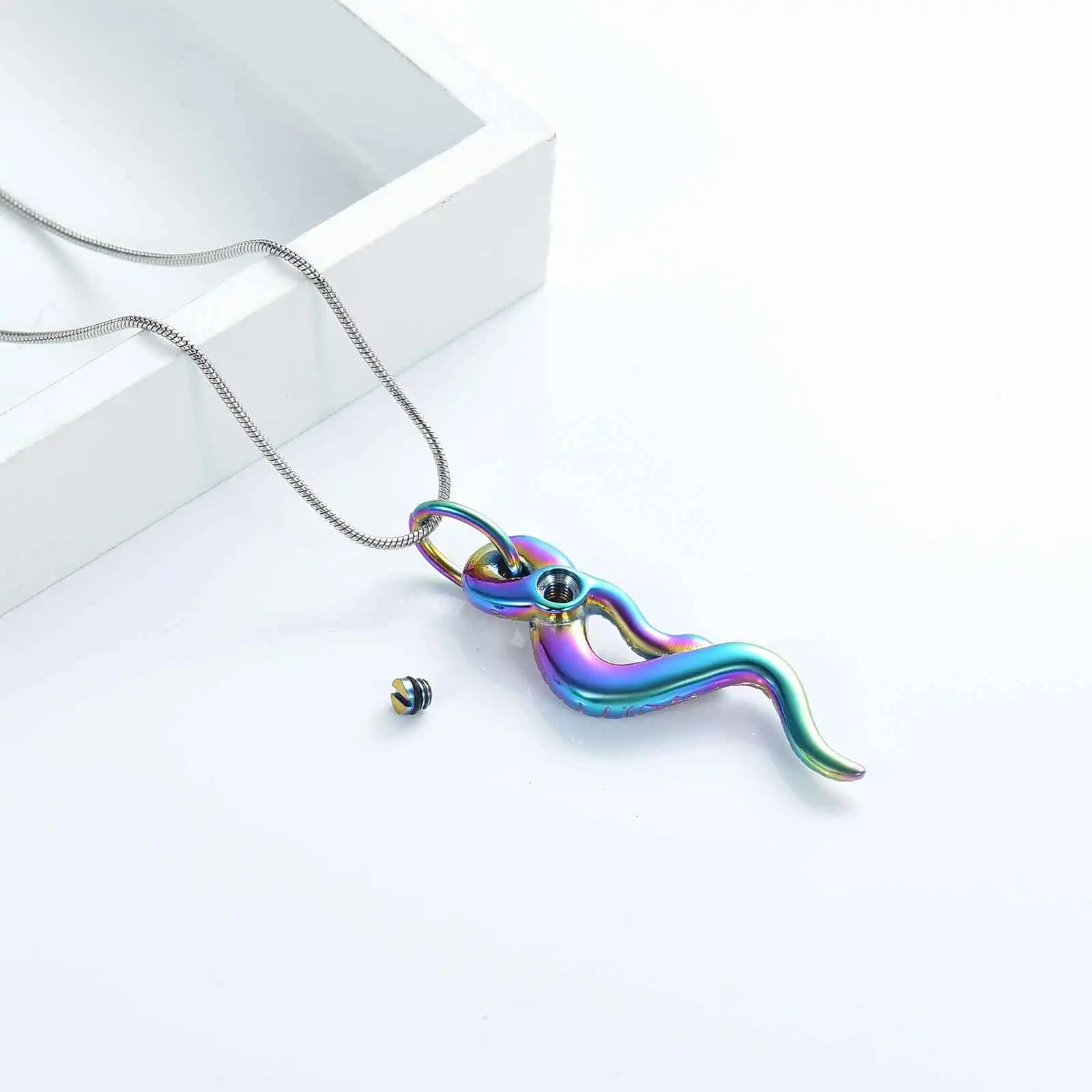 Vintage Snake Urn Necklace for Pet Ashes for Men/women Gothic Cremation Small Urns Stainless Steel Memorial Jewelry Pendant