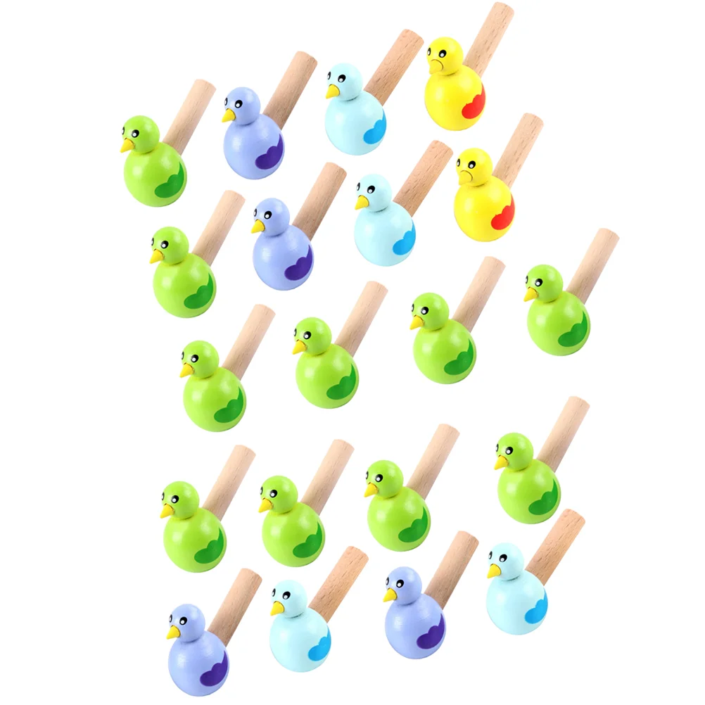 

20 Pcs Bird Whistle Children’s Toys Learning The Cartoon Wooden Whistles Instrument Adorable Party Props Kids Funny