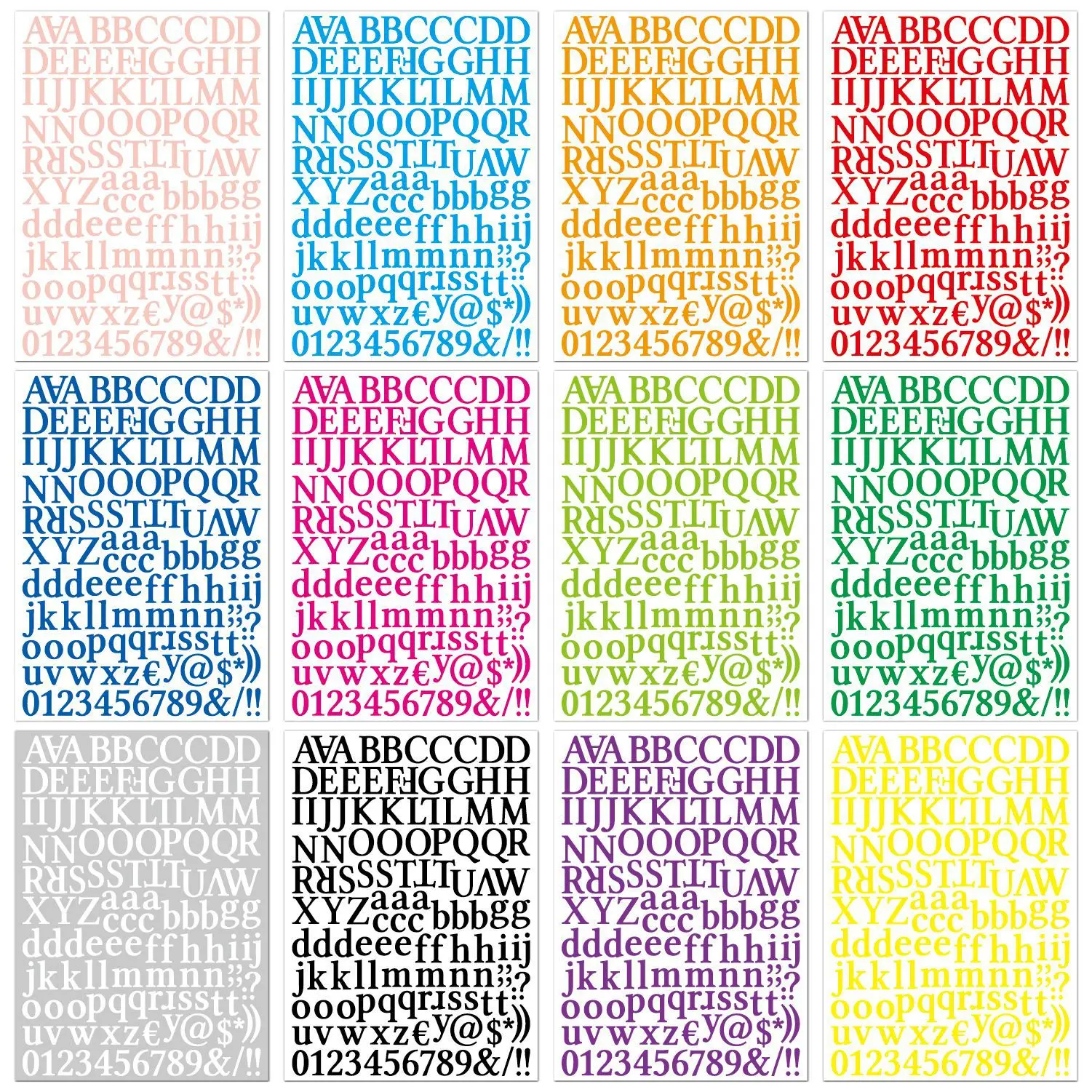 416 Autocollants Vinyle Lettres Pour Scrapbooking Et Décoration DIY - Lot Complet Majuscules 1 Et 2 Pouces