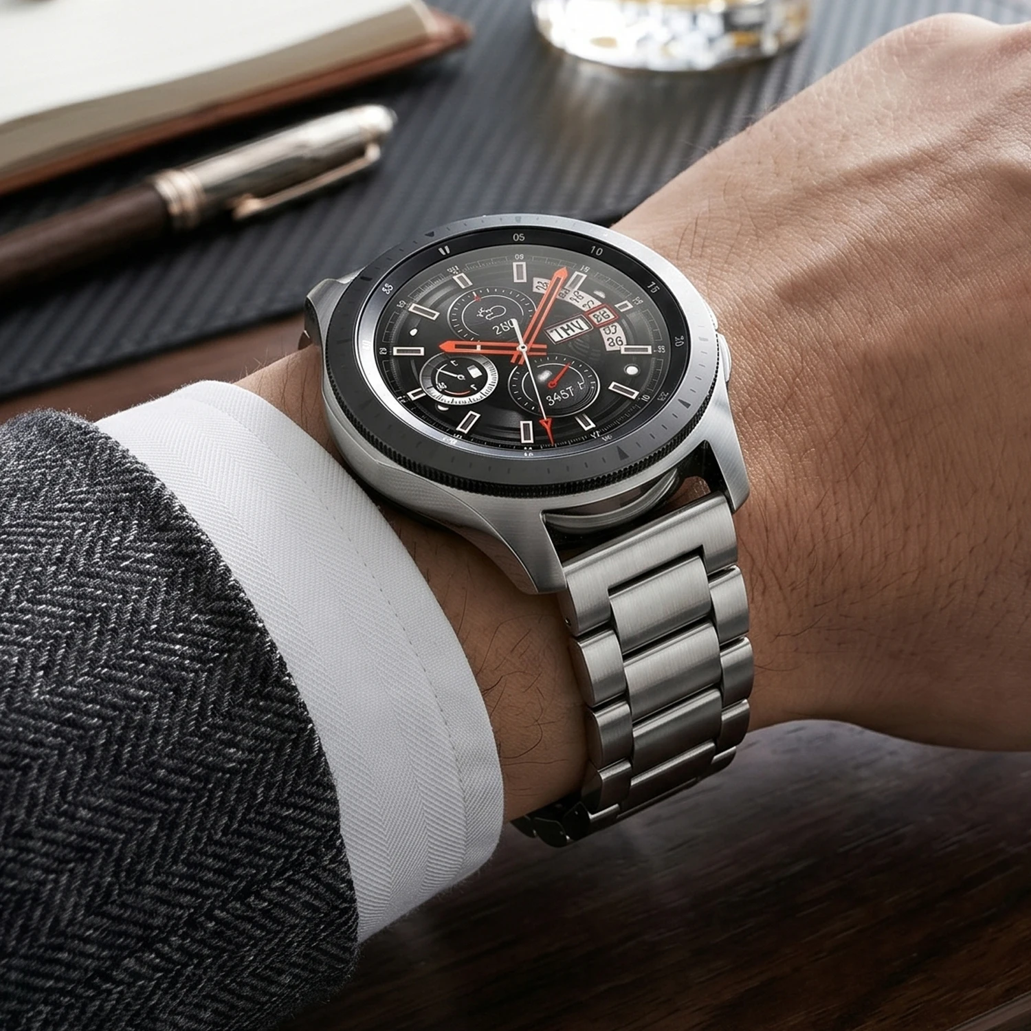 Premium Stainless Steel Metal Watch Band - Sleek Double-Fold Link Bracelet with Deployment Clasp