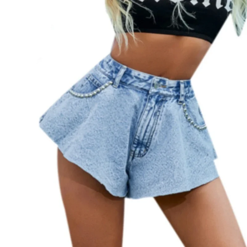 

Summer New Style High Waist Slimming Super Shorts Loose Wide Leg Pants Women Fashion All-match Jeans Tide