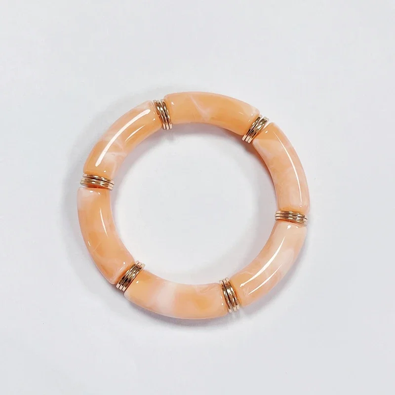 Bracciale Rigido In Bambù Donna Con Perline Acriliche Colorate – Gioiello Estivo Da Spiaggia