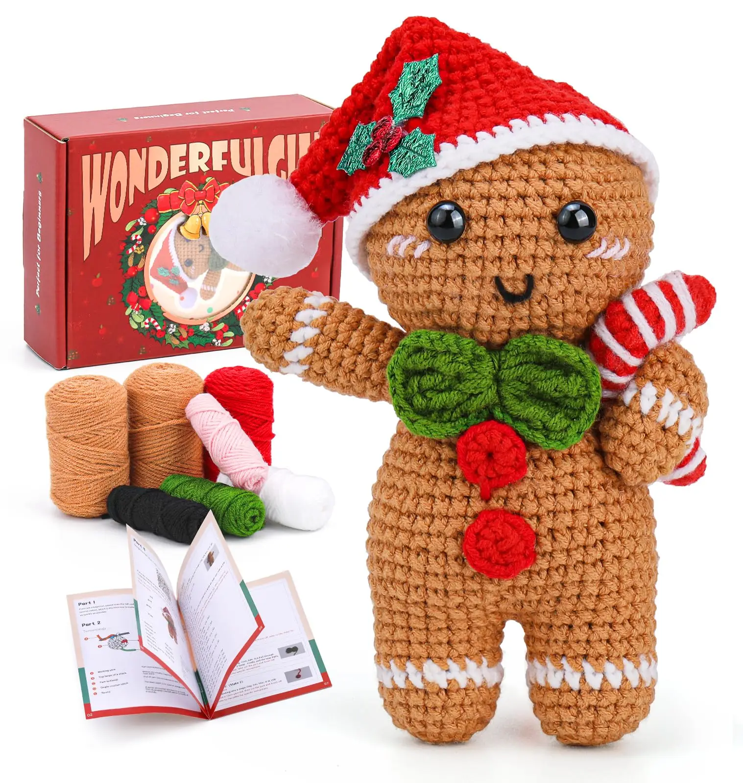 Christmas Crochet Kits for Adults Beginners, Complete Craft Kit Crochet Starters Kit with Step-by-Step Video Tutorials