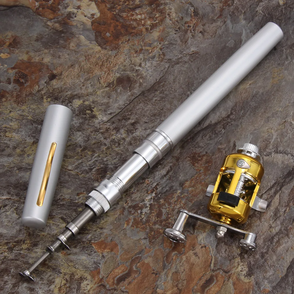Fishing Rod Reel Combo Set Mini Telescopic Pocket Pen Fishing Rod Pole Fish Rod+Reel Pen Fishing Pole Kit Fishing Gear
