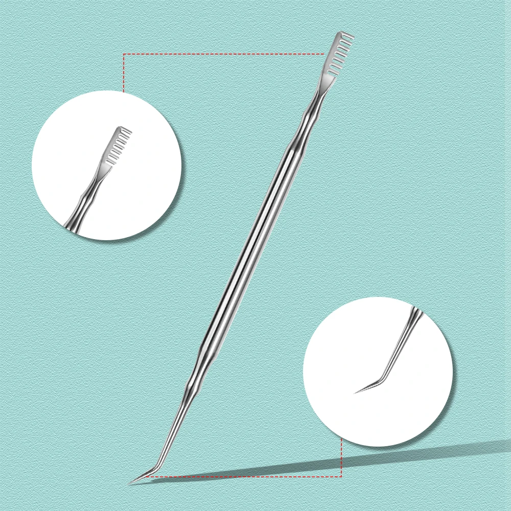 1Pcs Nail Pen Cleaning Comb Stainless Steel Eyelash Picking Stick with Comb Curling Eyelash Assistant Assisted Grafting Combing 5