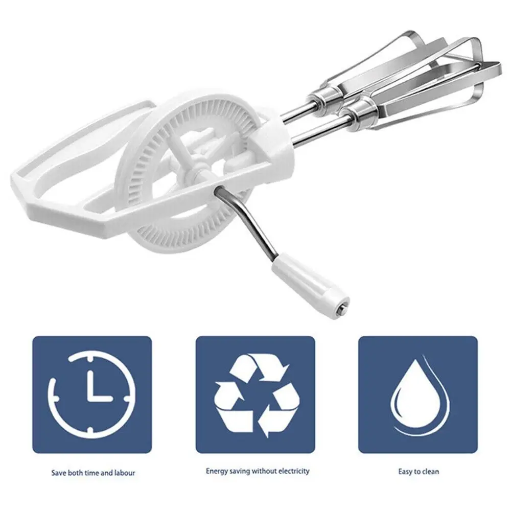 Rotary Manual Hand Whisk Egg Beater Stainless Steel Mixer Blender Kitchen Tools Home Whipper