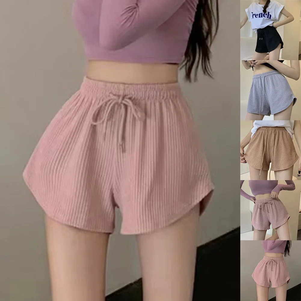 Drawstring Waist Summer Casual Tie Dye Women Loose Wide Leg Knot Female Large Size Sport Short