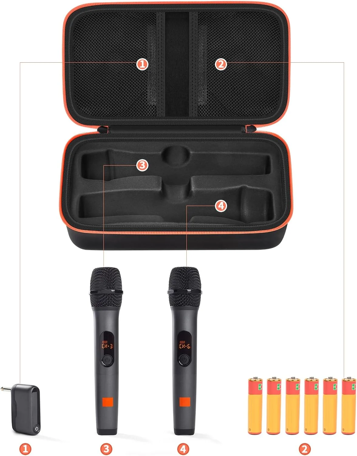 Portable EVA Wireless Microphone Storage Bag & Carrying Case