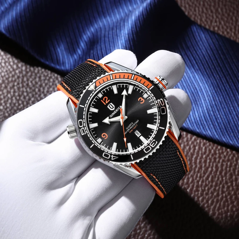Часы наручные QINGXIYA Мужские кварцевые, спортивные модные водонепроницаемые светящиеся с силиконовым ремешком, с календарем