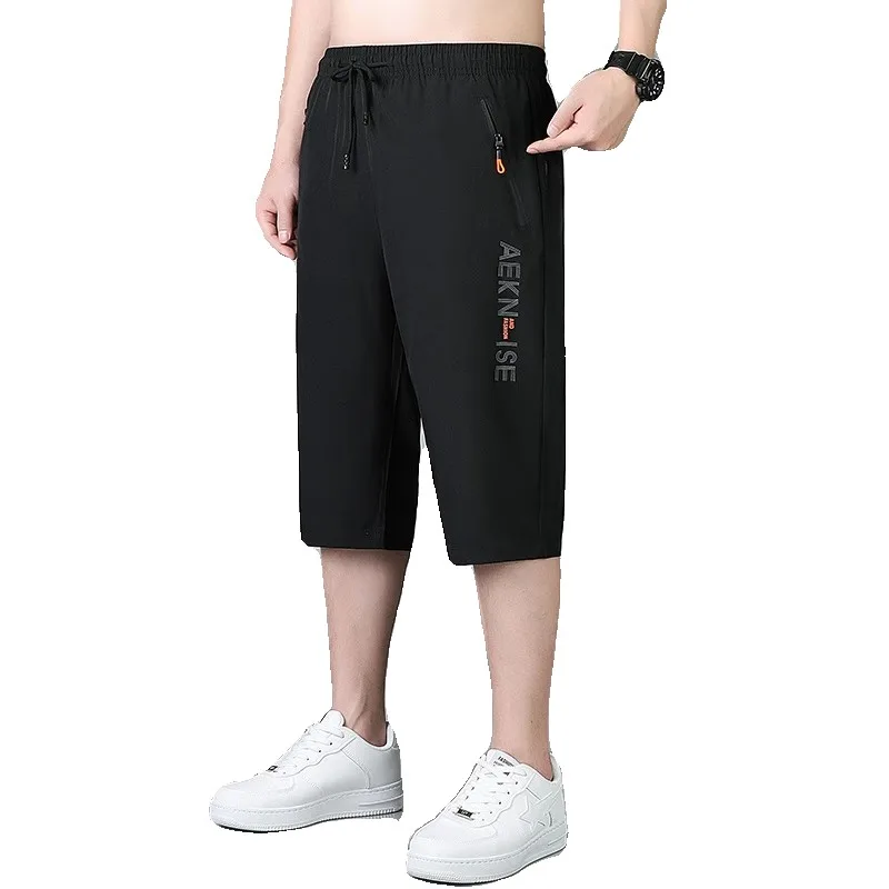 Qui Dry Ice Silk Men's 7/8 Length Pants Summer Loose Fit Casual Faionable Straight Leg orts Urban Sle Lightweight Bre...