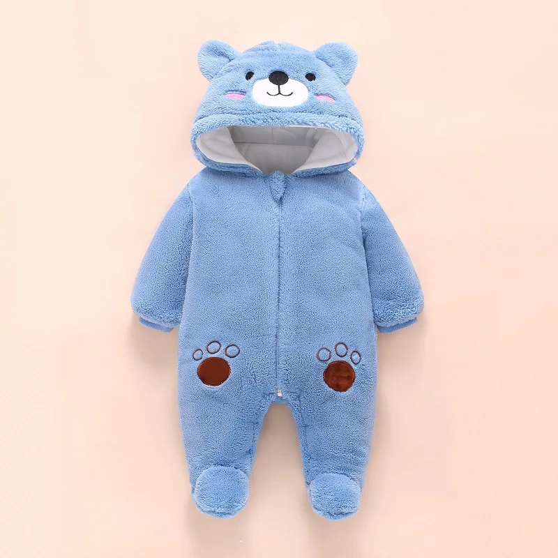 0-12M Baby Rompers Bear Toddler Girls Overall Jumpsuit Winter Warm Hooded Cotton Baby Boys Romper Infants Crawling Clothing baby clothes bear hooded jumpsuit
