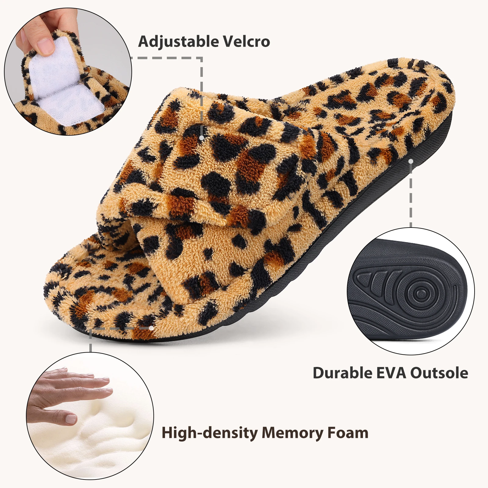 Leopard Print Fur Women Indoor Outdoor Slippers