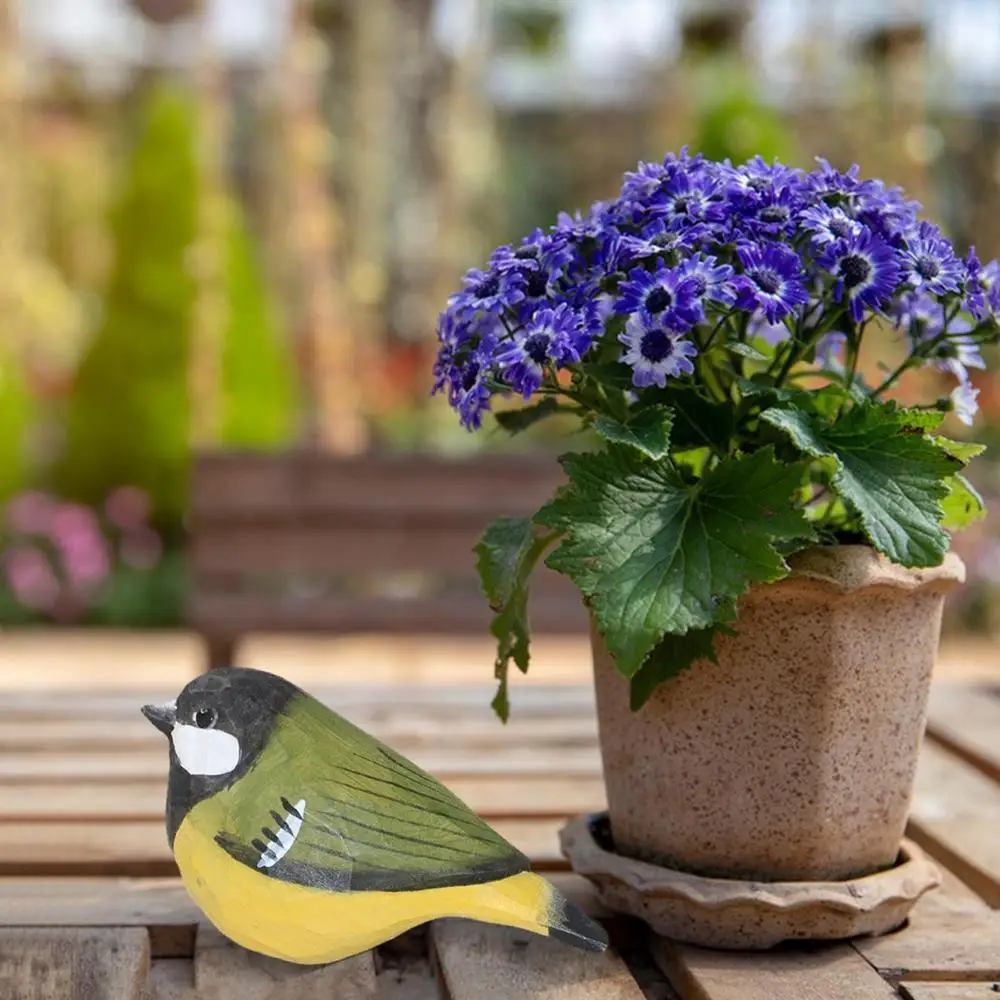 Description Picture 3 of itemWooden Bird Ornaments Miniature Garden Decoration Sparrow Bird Statues Realistic Outdoor Statues Garden Sculptures & Figurines