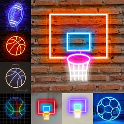 Basketball Neon Sign Light Basket Ball Football LED Decoration Lamp USB Plug for Game Room Training Shop Party Gift