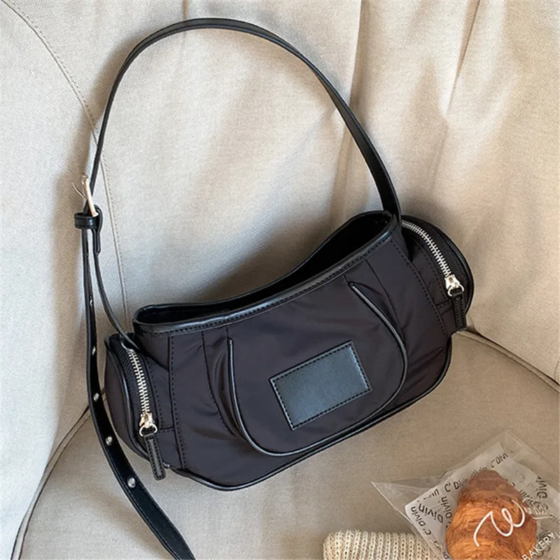 Casual Nylon Chest Hobo Crossbody Bag for Women 2024 Waist Half Moon Belt Bag Fanny Pack Shoulder Bags Tote Travel Shopper Bag