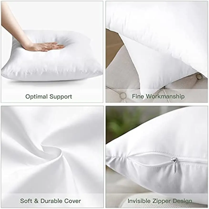 PillowOTOSTAR Pack Of 4 Throw Pillow Inserts, 18 X 18 Square