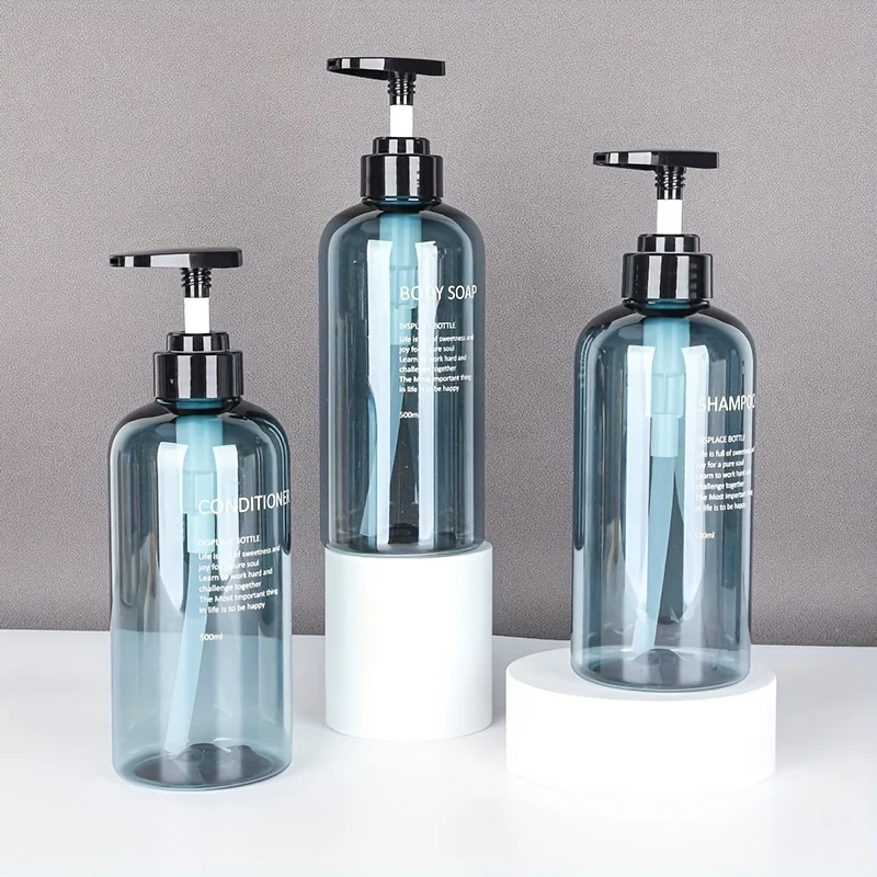 Large Capacity 300/500ML Press Lotion Dispenser Shampoo Shower Gel Hotel Bathroom Dispensing Bottle Set 3pc