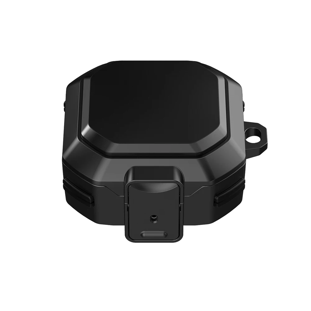 Shockproof Locking Earphone Case with Keychain for Full Protection - Black