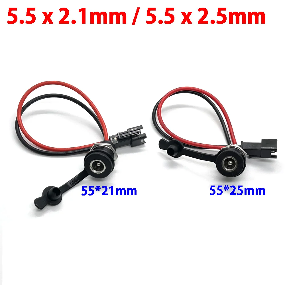 DC Power Connectors 1Pcs 5.5 x 2.1mm 5.5 x 2.5mm DC Female Jack 50V Socket Power Panel Mount Solder Connector With Cable