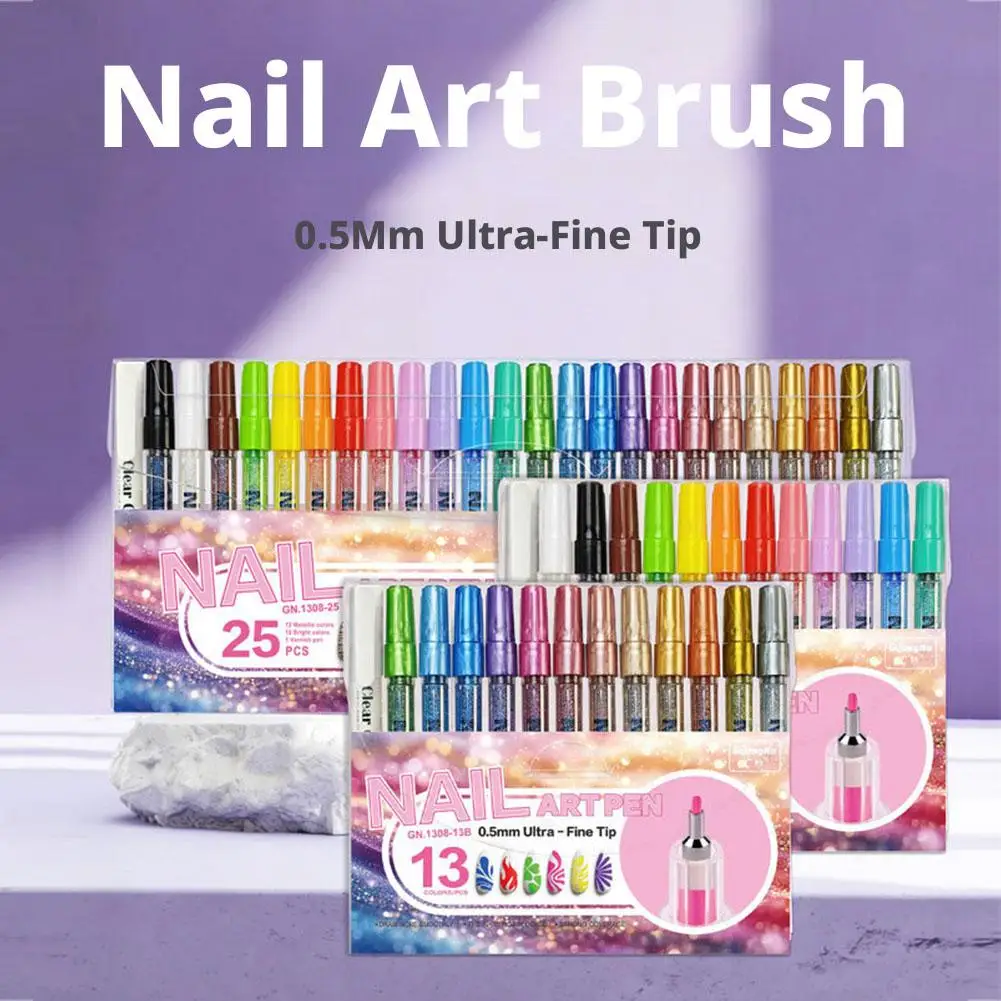 12가지 색상 아크릴 네일 아트 펜 0.5mm 미세 팁 방수 페인트 마커 빠른 건조 DIY 드로잉 디자인 도구용 컬러
