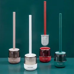 Canto fixado na parede do banheiro escova de vaso sanitário bandeja silicone golfe escova limpeza suporte estilo escova gadget doméstico oa50tb