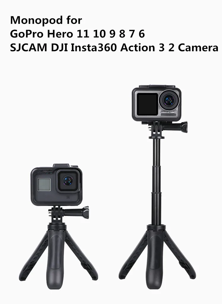 Description Picture 3 of itemExtendable Selfie Stick Portable Vlog Tripod Stand Mini Hand Grip For Gopro Hero 13 12 11 10 9 Insta360 X4 X3 DJI Action 5 Pro 4