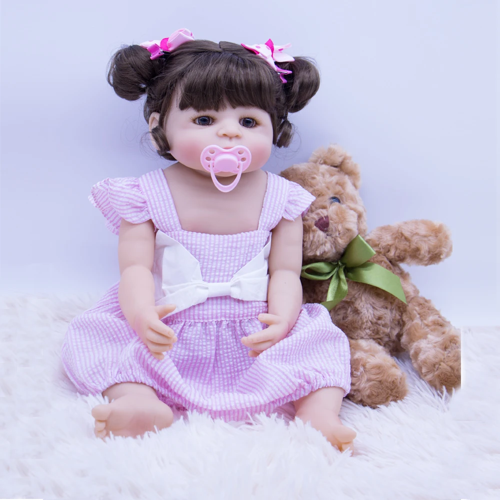 

22inch Full Silicone Body Reborn Toddler Doll Lifelike Toddler princess High Quality Handmade bebe gift Doll toy for Children