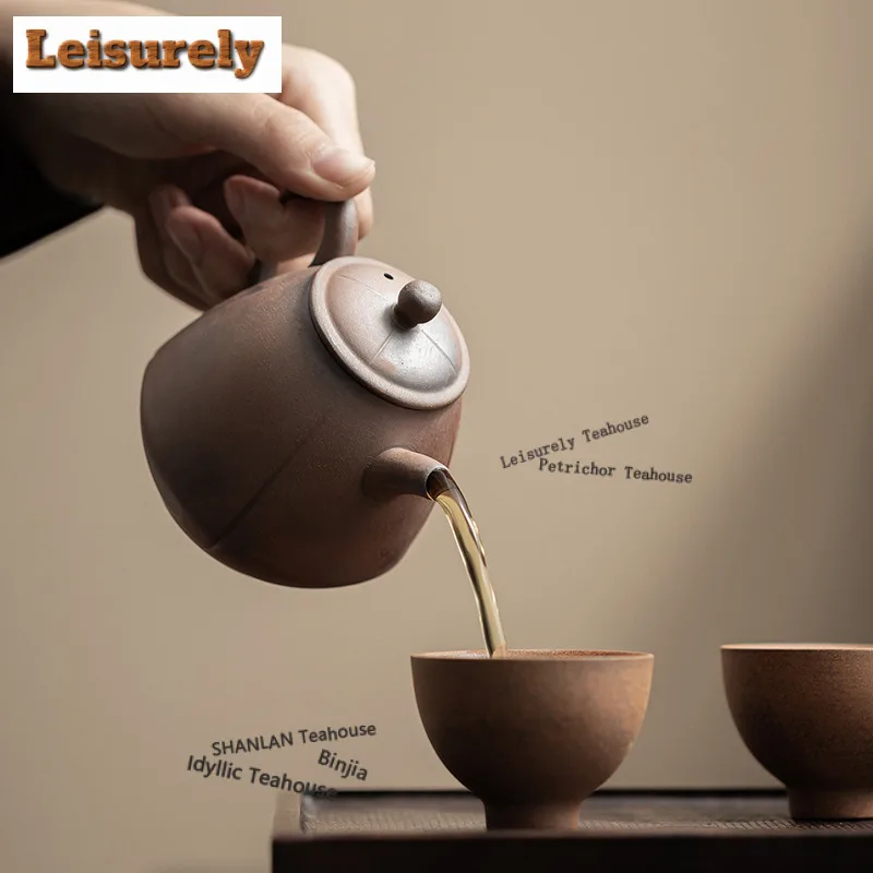 Old Rock Clay Coarse Pottery Teapot Luxury Tea Infuser Pot Household Tea Soaking Kettle with Strainer Cafes Supplies Ornaments