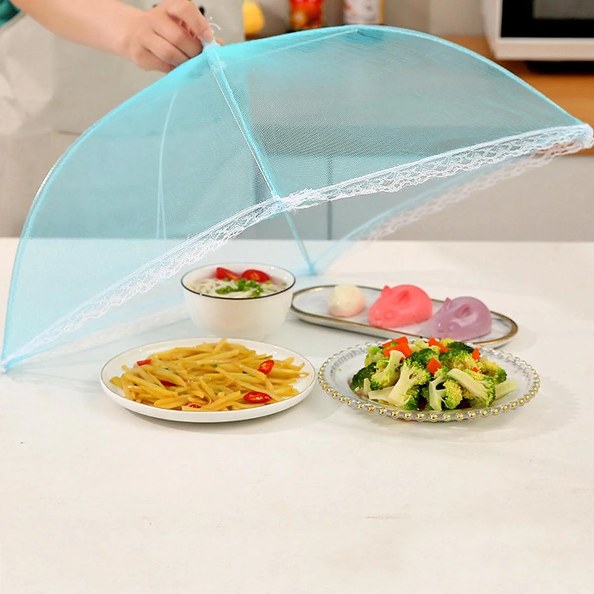 Food Cover Mesh Folding Washable Flies Tables Cover Insect Proof Protective Dish Covers Home Kitchen Storage Accessaries