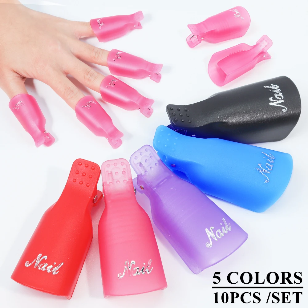 Nail Polish Remover 10pcs Nail Art Soak Off Cap Clip for Nails UV Gel Polish Remover Wraps Polish Remover Clips Manicure Cleaner Degreaser Art Tools