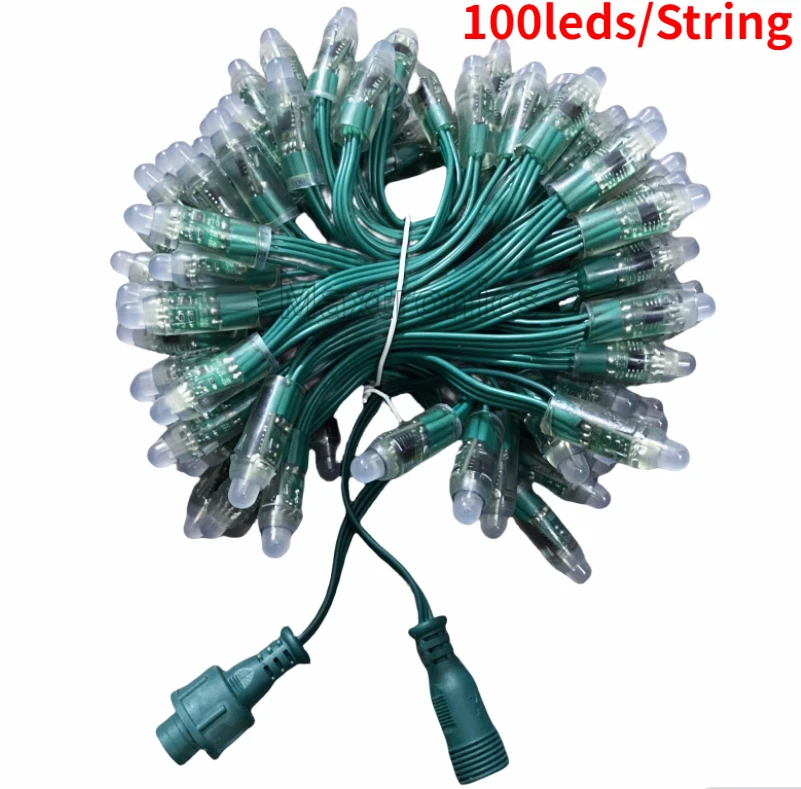 500-1000pc WS2811 RGB LED Modules 12mm String Light IP68 DC12V Waterproof Connector Programmable 18AWG Green Wire Led Pixel Lamp