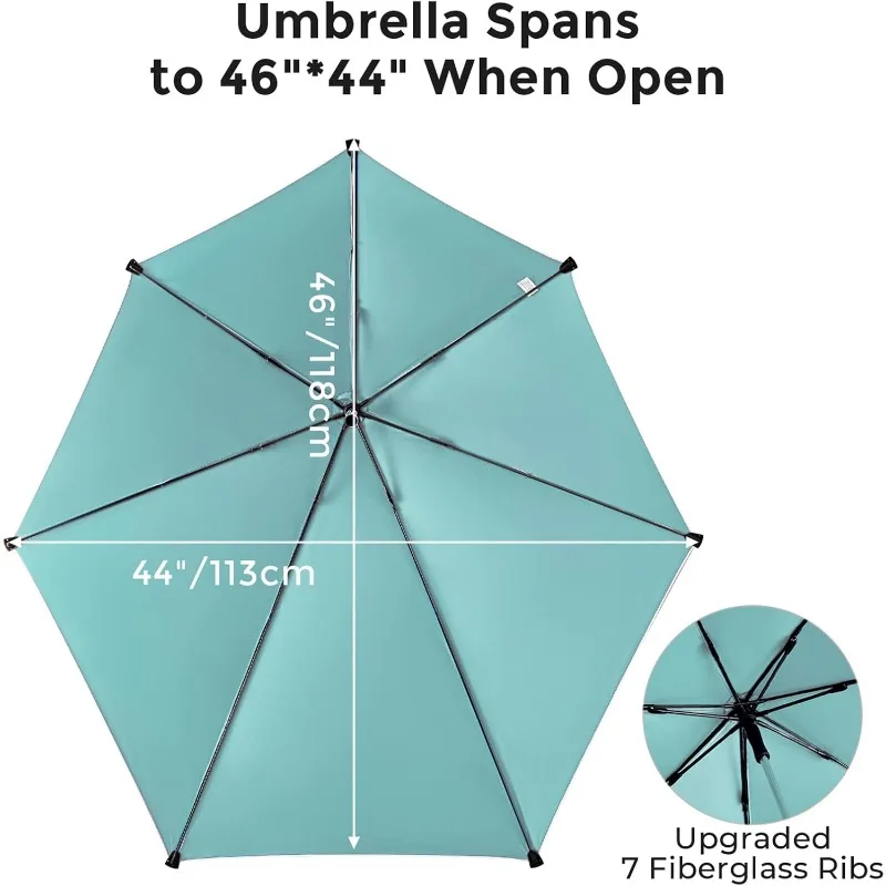 UPF 50+ Height Adjustable Chair Umbrella with Universal Clamp for Beach Chair,Golf Cart,Wheelchair,Stroller,Bleacher,Patioe 4