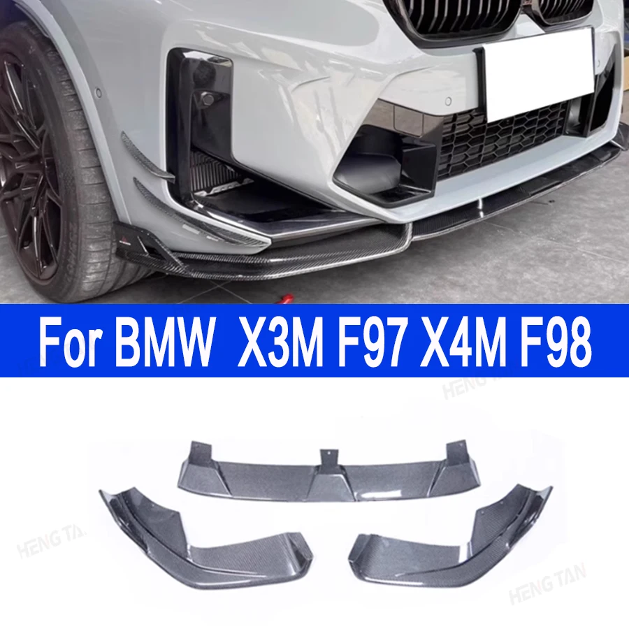 

Передний спойлер для BMW X3M F97 X4M F98 2022 + из углеродного волокна, передний спойлер, фартук для подбородка, бампер, лопата, защитная пластина, комплект для тюнинга автомобиля