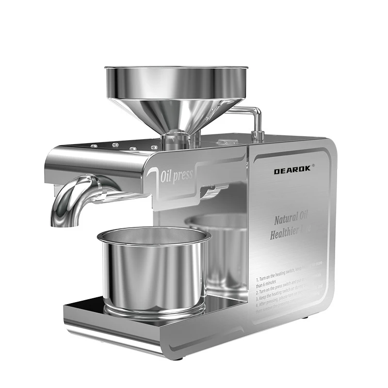 DEAROK-T1 110V/220V Household Oil Press Intelligent Stainless Steel Oil Extractor Small Stainless Steel Sunflower Oil 800W 3
