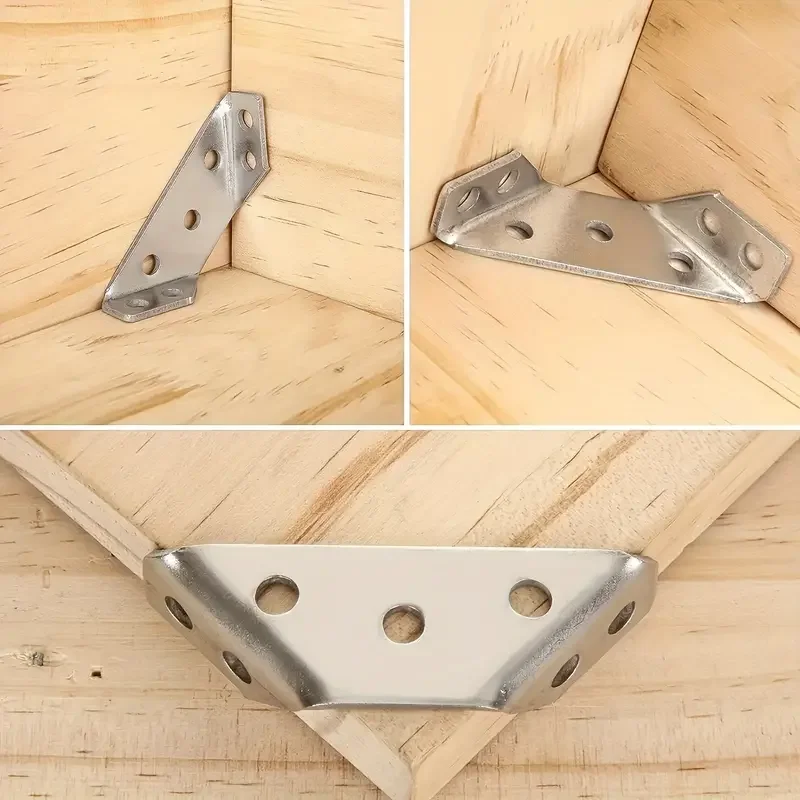10 Sets Stainless Steel Corner Connectors, Right Angle Thickened Brackets for Furniture, Cabinet & Laminate Projects