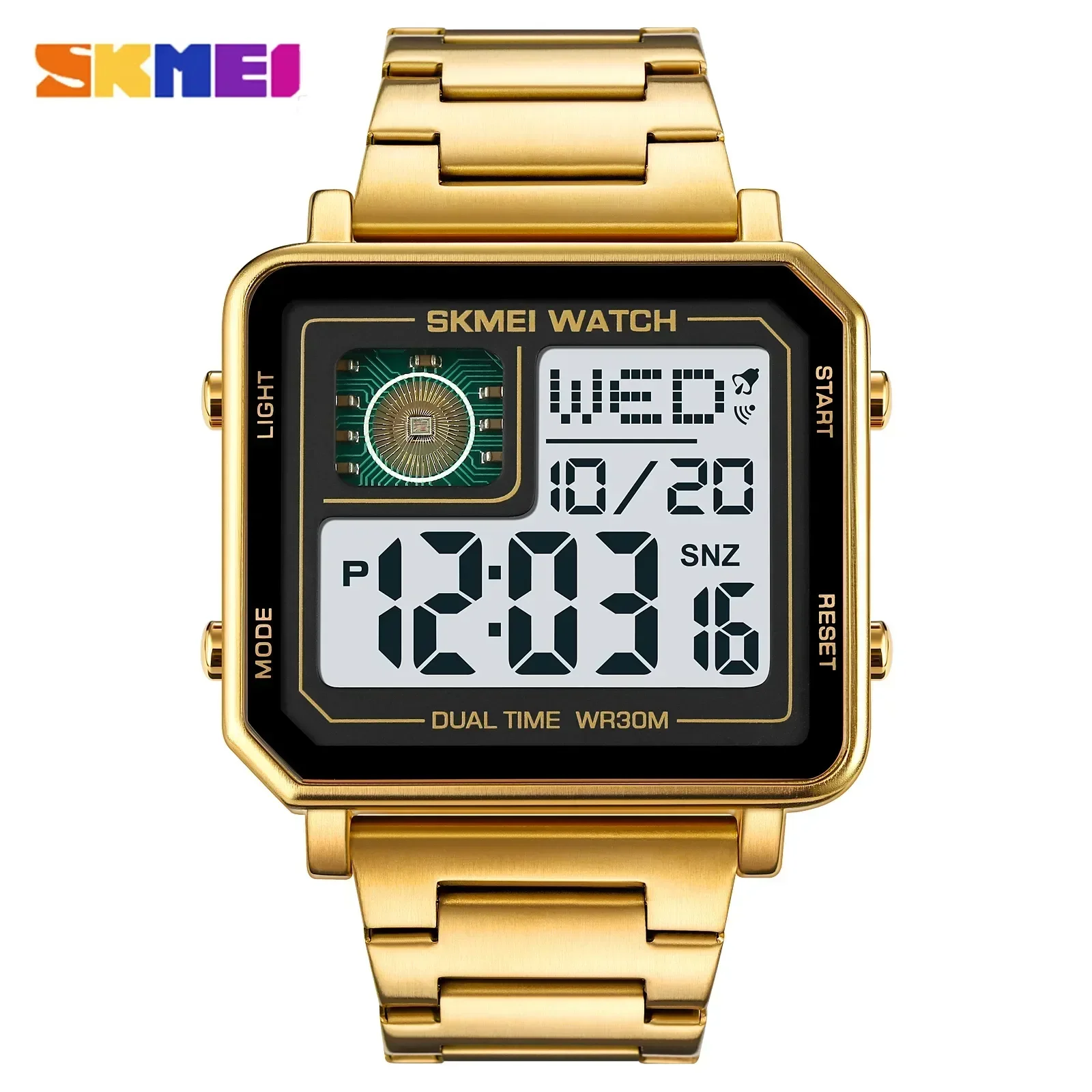 

SKMEI 2033 Metal Style Digital Watch Waterproof LED Luminous Casual Square Clock reloj hombre Rectangle Men's Electronic watches