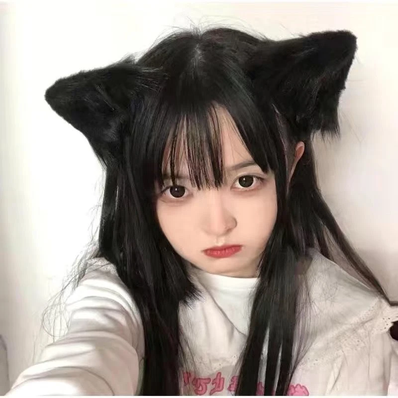 Cat Ears Anime Lolita Hair Accessories Cosplay Kawaii Wig Gothic Headdress Cat Ears Cute Party Costume Bell Headwear Hair Clips