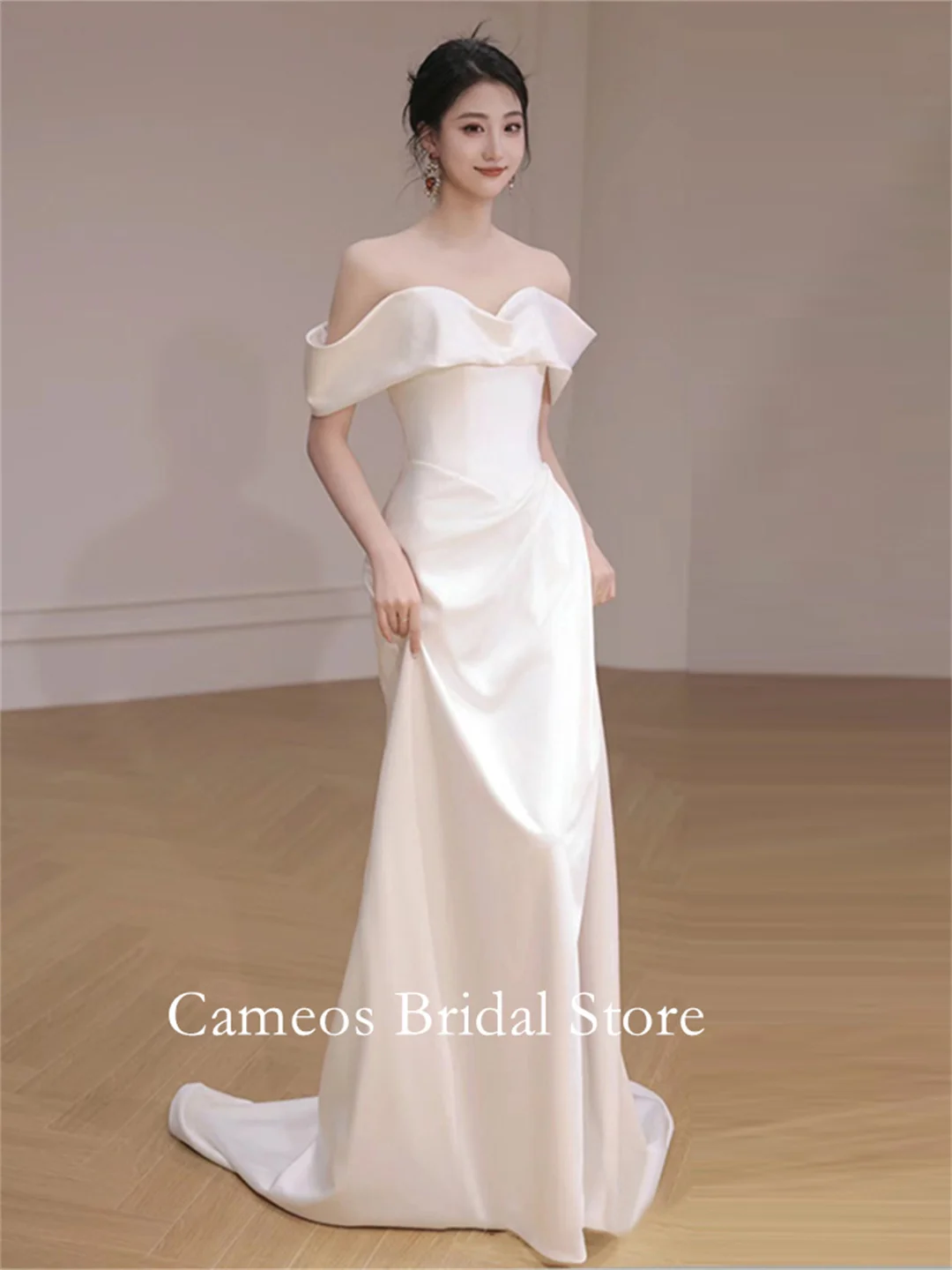 

SONDR Fashion Korea Off Shoulder Wedding Dresses Photo Shoot VINTAGE Sweep Train Mermaid Elegant Ivory Custom Bridal Gown