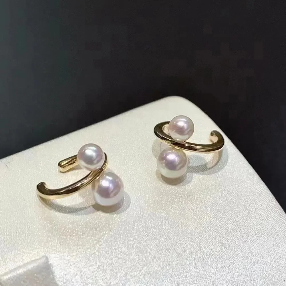 

DIY Pearl Accessories S925 Sterling Silver Earrings Empty Gold Silver Earrings Fit 3-6mm Beads E176