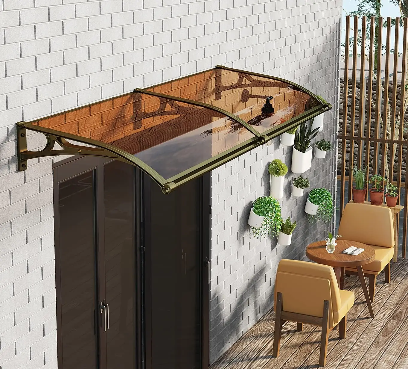 

Window Door Awning Canopy UPF 50+, Aluminum Bracket Polycarbonate Board.Front Doors/Windows Overhang Awning for Sun Shutter